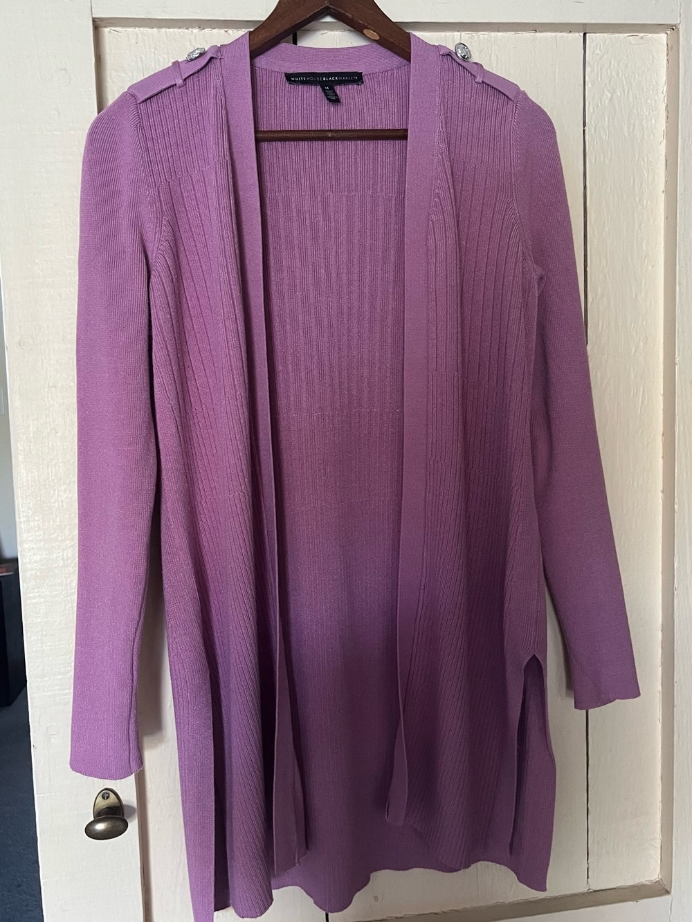 White House Black Market raspberry colored Open-Front Long Cardigan Sweater